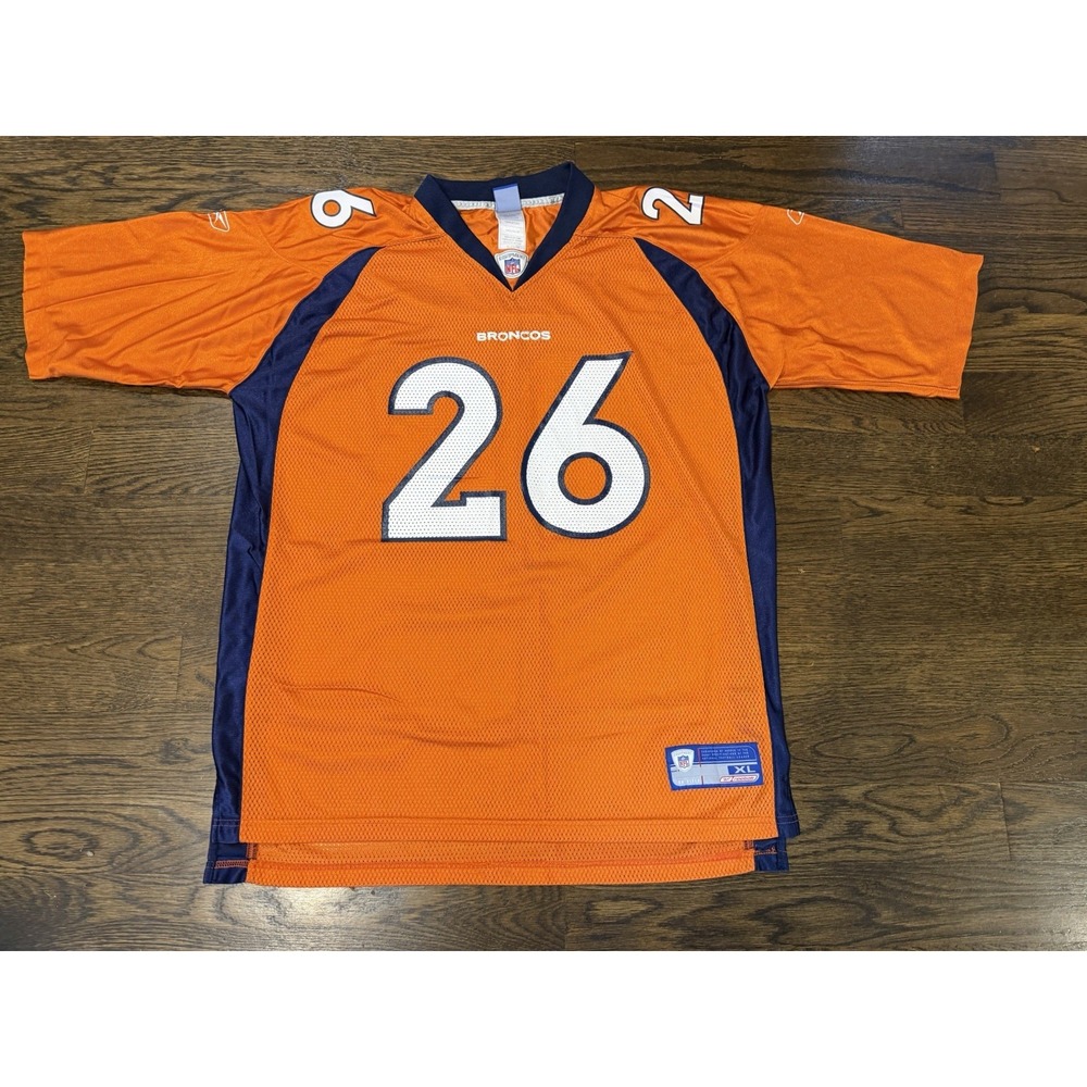 Reebok Clinton Portis #26 Denver Broncos NFL Equipment Men's Orange Jersey XL